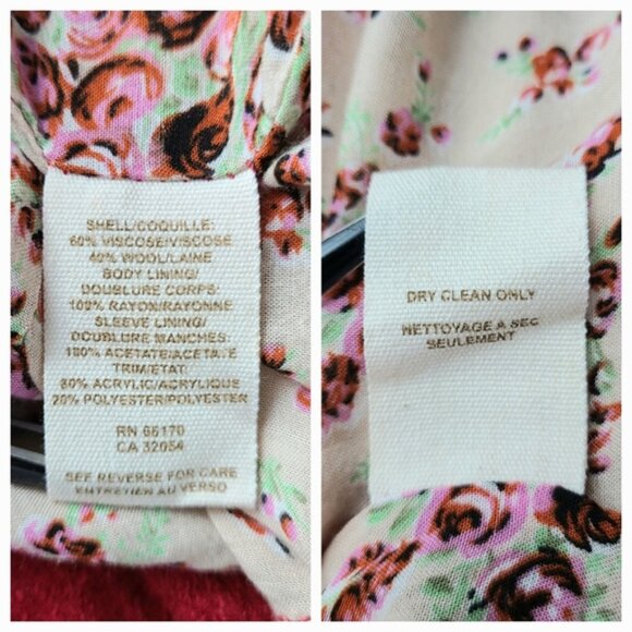 Free People Poppy Red Boiled Wool Blend Boucle Double-Breasted Coat - Picture 7 of 8